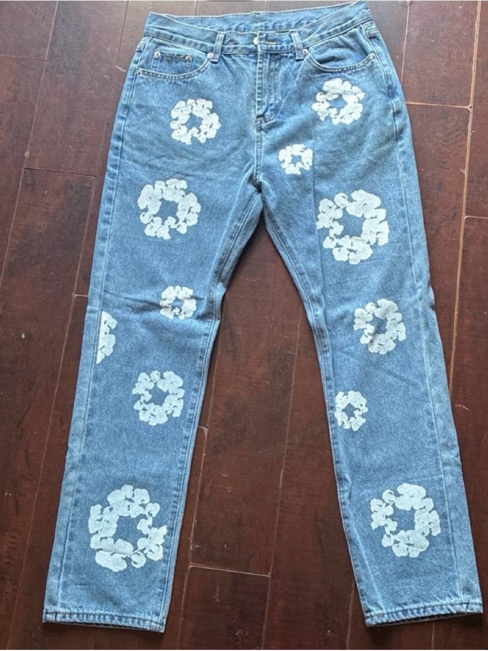 Men's Blue Patterned Jeans